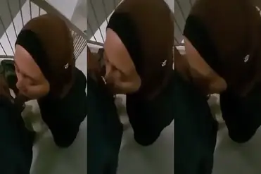 Ukhti Hijab Cantik Pasrah Servis Kasur Tangga